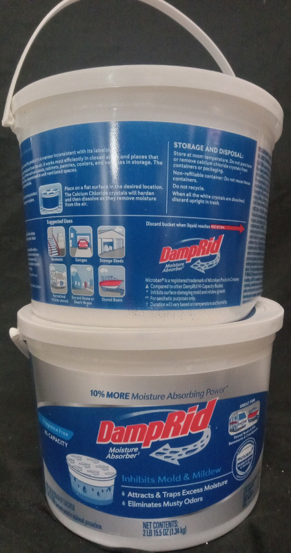 2 New | DampRid Moisture Absorber | Inhibits Mold & Mildew | 4Pbs Total