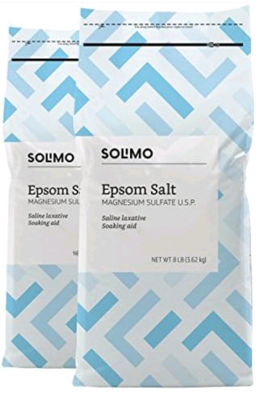 2 New | 8LB Bags Of Solimo Epsom Salt Magnesium Sulfate U.S.P | Saline Laxative Soaking Aid