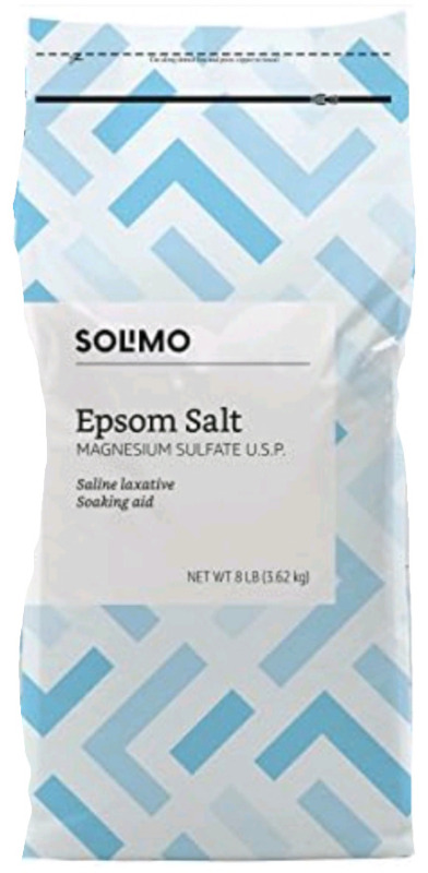 New | 8LB Bag Of Solimo Epsom Salt Magnesium Sulfate U.S.P | Saline Laxative Soaking Aid