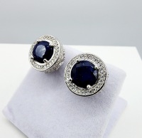 Sterling Silver Natural Blue Sapphire (5.78ct) with CZ 2.40ct) Earring, W/A $985.00.