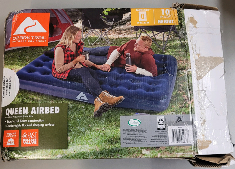 Ozark Trail Queen Air Mattress , Measures 80"&times;60"&times;20" . Walmart Store Return . R & T will Honor 5-Day Return on Mattress from Pick-Up Date