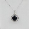 Sterling Silver Natural Blue Sapphire (2.6ct) with CZ (0.80ct) Pendant with Sterling Silver Chain, W/A $575.00. Sapphire is the birthstone for September. - 2