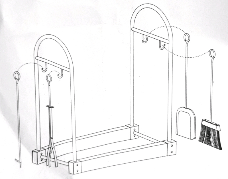 New Mengbathe Outdoor Firewood Log Storage Rack with 4 Tools - Black | 30" Tall
