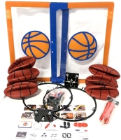 New Kid's Indoor Mini Basketball Nets with 2 Backboards, 8 Mini Balls, 2 Pumps, 2 Hoops, 1 Net & 1 Set of Brackets | Backboards 16.5" &times; 13" ea