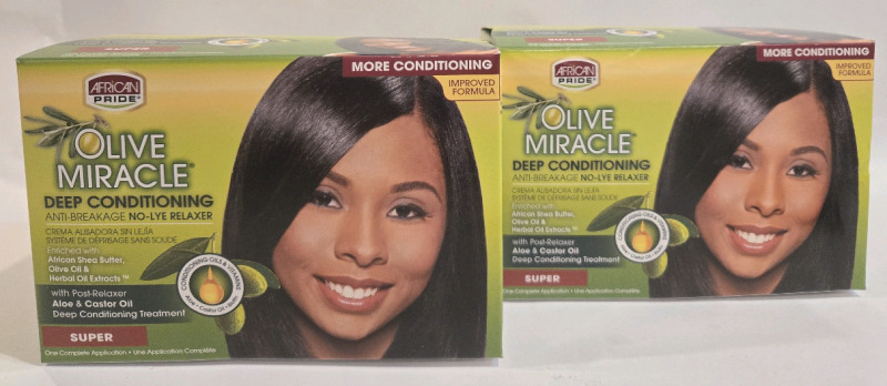 2 New | Olive Miracle Deep Conditioning Anti Breakage No-Lye Relaxer SUPER