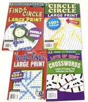 4 New Paperback Puzzle Books: 3&times; Word-Finds, 1&times; Crosswords