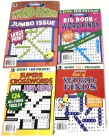 4 New Paperback Puzzle Books: 3&times; Word-Finds, 1&times; Crosswords