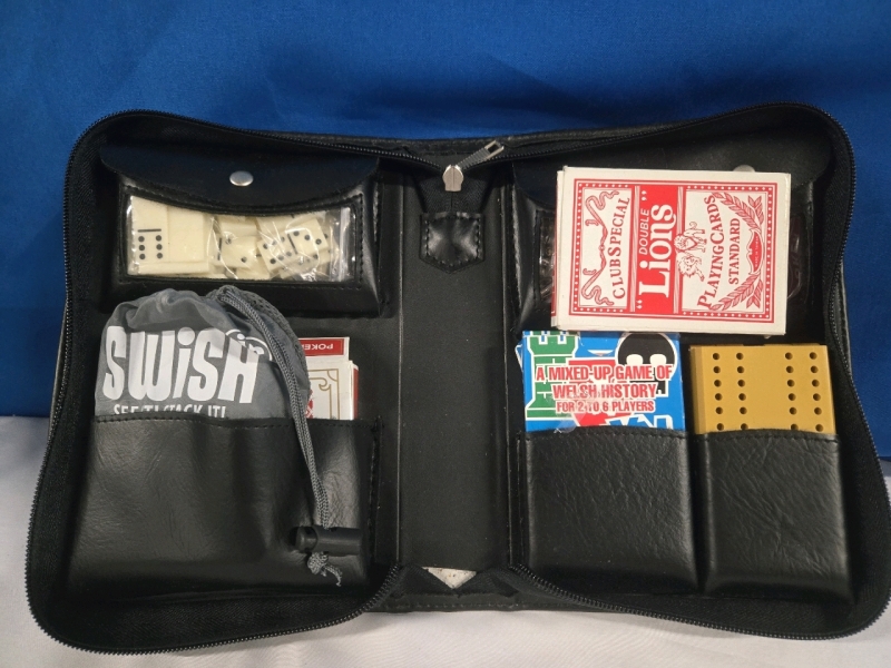 New | Travel Game Pack W/ Case | Includes Cribbage Cards, Domino's & More!