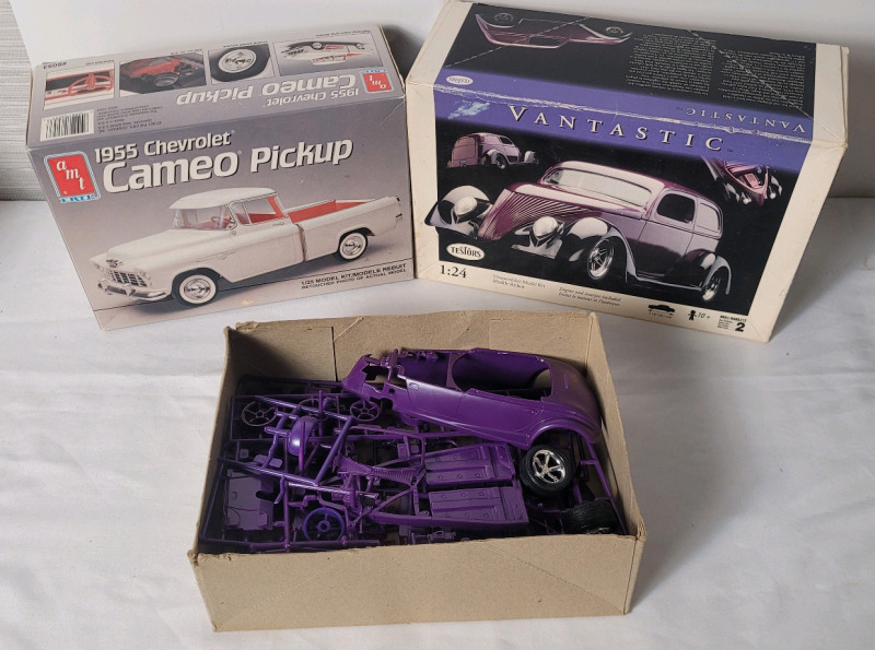 AMT Chevrolet Cameo Pick-Up , Testors Ford Model T & Revell Plymouth Prowler Model Kits . All Three (3) Models Have Been Started .