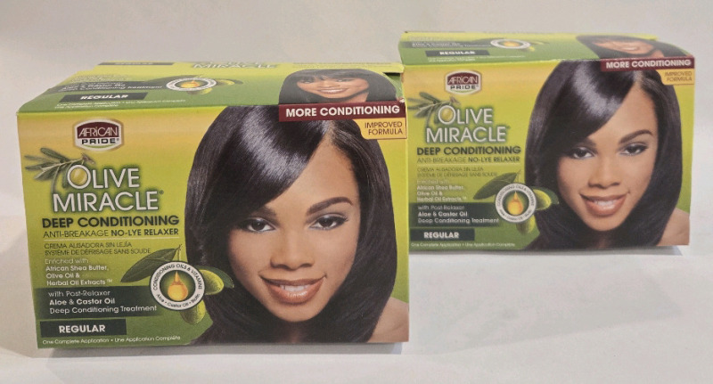 2 New | Olive Miracle<br/>No-Lye Relaxer Regular<br/>Anti-Breakage Formula & Deep Conditioning