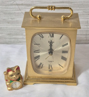 Bulova Brass Case Mantel Carriage Clock 6" Tall Battery Operated
