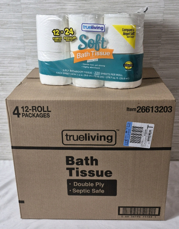 4 New 12 Roll Packages Toilet Paper Trueliving Double Ply