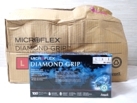10 New Boxes Large Microflex Diamond Grip Latex Gloves