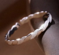 Elegant Twisted Cuff Bracelet 925 Sterling Silver Textured Matte Finish Open Design Approximately 2.2 - 2.5 Inch Diameter