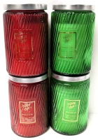 4 New Holiday Style 510g Scented Glass Candles : 2 Each Cranberry Wreath, Cedar & Balsam