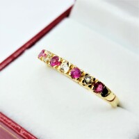 Gold Plated Sterling Silver Natural Enhanced Ruby with CZ Ring, Size 10.75, Retail $500.00. Ruby is the birthstone for July.
