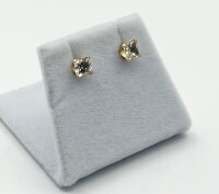 14KT Yellow Gold Natural Aquamarine 4mm Earring, Retail $350.00.