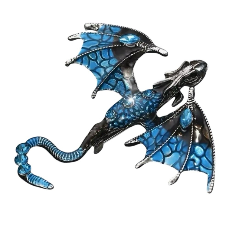 Dragon Gradient Color Drop Oil Inlaid Rhinestone Glass Stylish Brooch Approximately 2.75 x 2.3 Inches