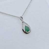 Sterling Silver Natural Emerald (0.55ct) with Diamond (0.06ct) Pendant with Sterling Silver Chain, W/A $760.00. Emerald is the birthstone for May.