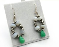 Sterling Silver Chalcedony and Green Onyx Earring, Retail $450.00.