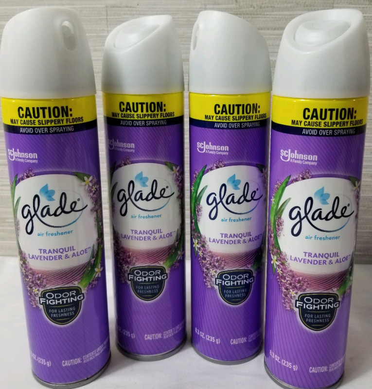 4 new (8.3 oz) cans glade Tranquil Lavender & aloe air freshener