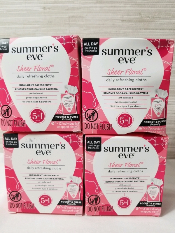 4 new (12 per) boxes SUMMER'S EVE Sheer Floral daily refreshing cloths