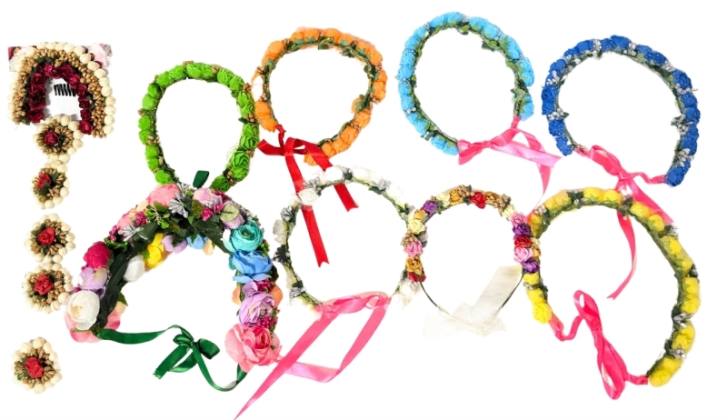 8 New Spring Flower Crown Headbands with Ribbons & New 6-Piece Floral Barettes