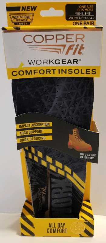 New COPPER FIT WORKGEAR Comfort insoles one size fits most men's 8-13 women's 9.5-14.5