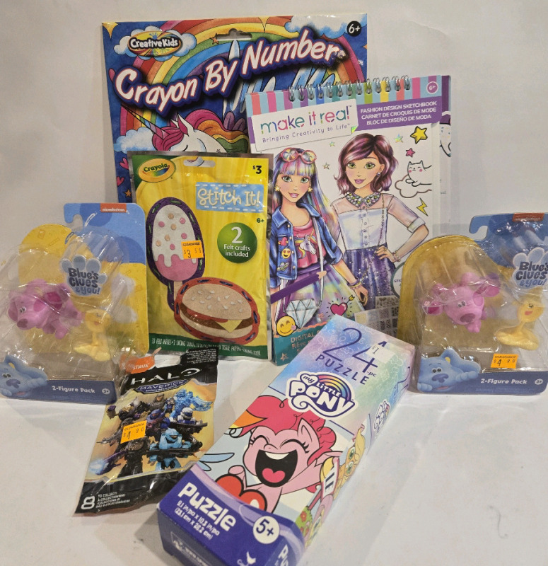 7 New | Kids Assotred Toy Lot |Crayon By Number, Fashion Design Sketchbook & Crayola Stitch It & More!