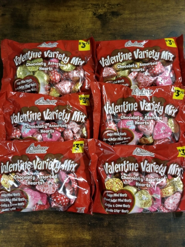 6 new (12 oz) bags of Palmers chocolaty assorted hearts no bb date