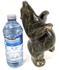 WOW! Signed Fat Dancing Bear Standing on One Paw Stone Carving Indigenous Art - 9.25" Talk - 3