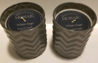 2 new MOSAIC BATH & SPA 16.9 oz hand poured scented candles "Whie Sage" measure 5" tall