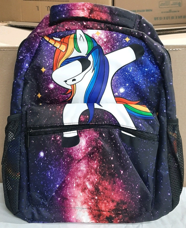 New Galaxy Unicorn Themed Backpack, Measures 17" Tall, 12" Wide