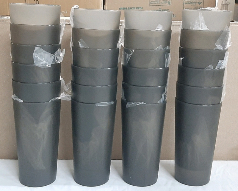 24 New Tall Black Plastic Tumblers