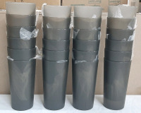 24 New Tall Black Plastic Tumblers