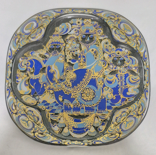 Vintage 1978 Signed GORGEOUS Rosenthal Glass & Porcelain Christmas Wall Plate in Crystal The Three Magi<br/>11.25" Long & Wide