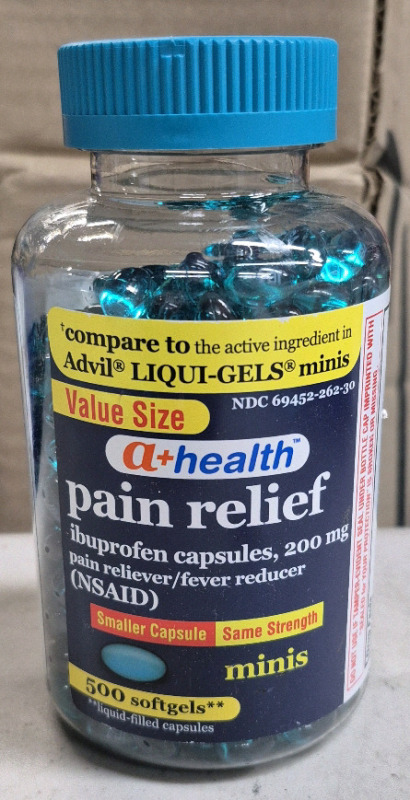 500 New a+Health Soft Gel Ibuprofen Capsules 200mg Pain Relief Exp 2026/07