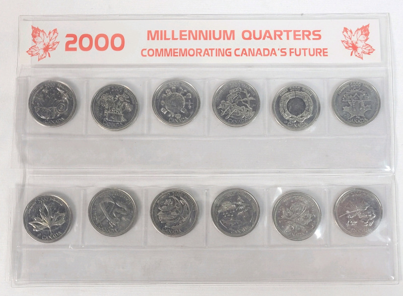 2000 Canadian Millennium Quarter Coin Set . 12 Coins