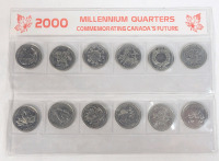 2000 Canadian Millennium Quarter Coin Set . 12 Coins
