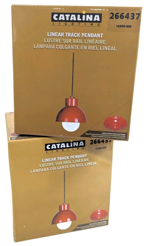 2 New CATALINA LIGHTING Red Linear Track Pendant Lights - Adjustable Up To 9.35ft Long