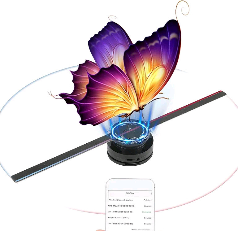 ASHATA 3D Hologram Fan,Holographic Projection WiFi Projector with 224 LED Light Beads 42cm 3D Advertising Player . Tested Working . Phone Controlled
