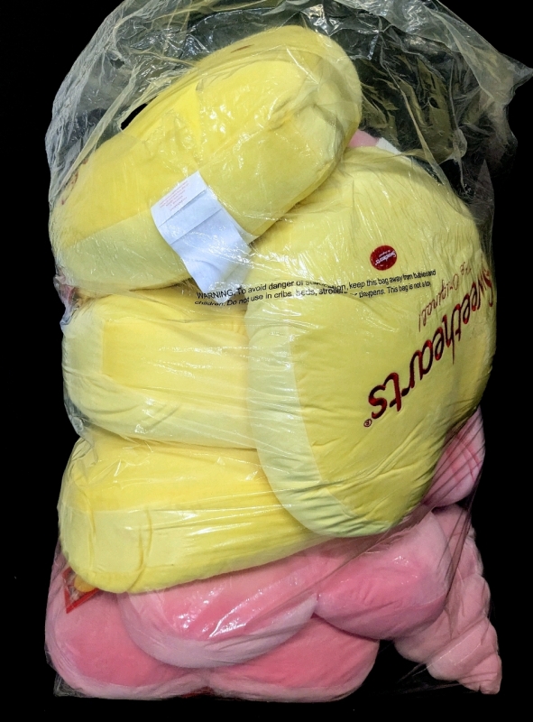 10 (Ten) New Large Stuffed SweetHeart Message Heart Pillows & Food/Drink Plush Toys - Up to 15" Tall | Over $200 Retail Value!