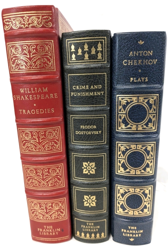 3 Vintage 1970s Limited Edition Hardcover Books : William Shakespeare - Tragedies, Crime and Punishment, Anton Chekhov - Plays
