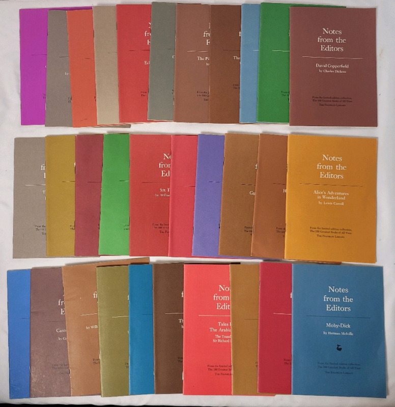 1974 - 76 Franklin Mint " Notes from the Editors " The 100 Greatest Books of All Time . 31 Issues