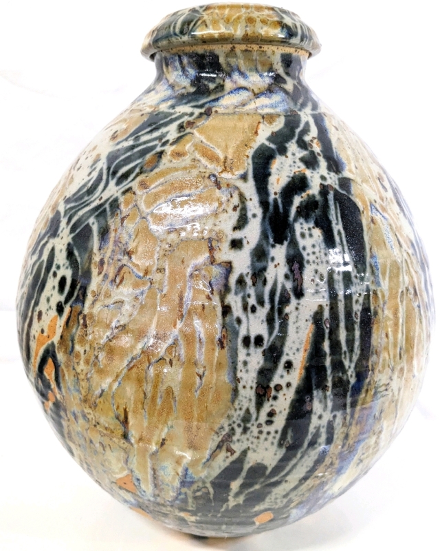 Huge Stoneware Jar with Lid - 16" Tall