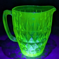 Stunning Vintage Unsigned Depression / Uranium Glass Pitcher - 6.5" Tall