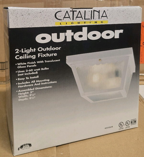 New | Catalina 2-Light Outdoor Ceiling Fixture | Model # 2030L08