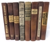 8 Vintage Hardcover History Books Bound in Mission Leather - Assorted Authors - Presumed Given to Original Owner by Inventor Jesse H Besser (See Desc)