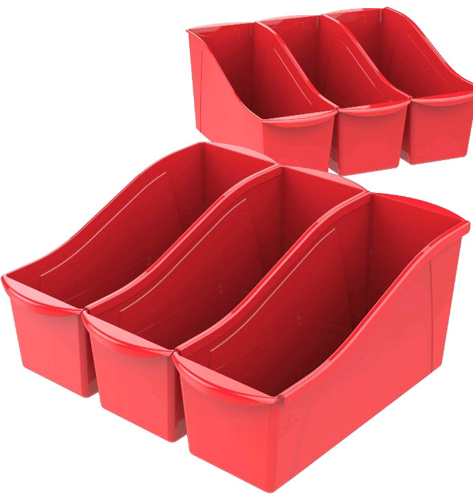 6 New | Storex 12" x 4" x 7" Book Bins
