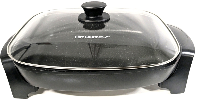 [As-Is] ELITE GOURMET <br/>10.5 Qt. Heavy Duty Nonstick Electric Skillet with Glass Lid - EG-6203 (No Power Supply)